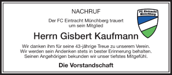 Traueranzeige von Gisbert Kaufmann von Frankenpost