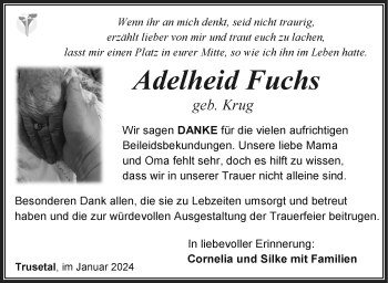 Traueranzeige von Adelheid Fuchs von Südthüringer Presse