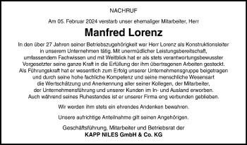 Traueranzeige von Manfred Lorenz von Neue Presse Coburg