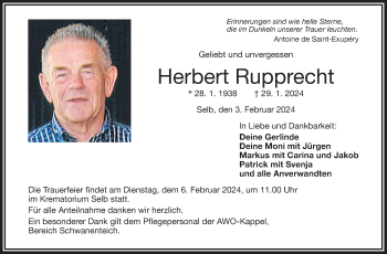 Traueranzeige von Herbert Rupprecht von Frankenpost