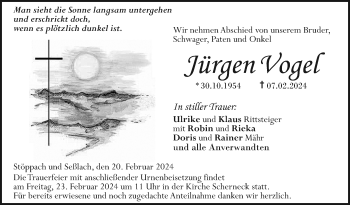 Traueranzeige von Jürgen Vogel von Neue Presse Coburg