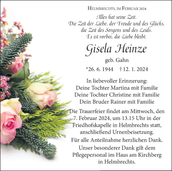 Traueranzeige von Gisela Heinze von Frankenpost