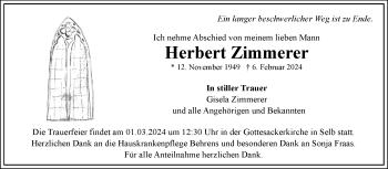Traueranzeige von Herbert Zimmerer von Frankenpost