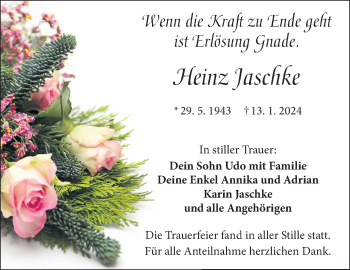 Traueranzeige von Heinz Jaschke von Frankenpost