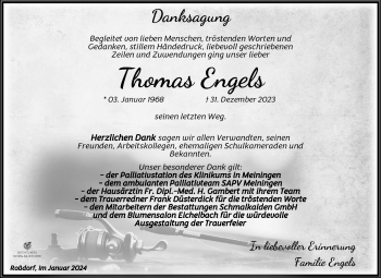 Traueranzeige von Thomas Engels von Südthüringer Presse