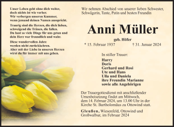Traueranzeige von Anni Müller von Neue Presse Coburg