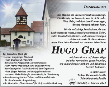 Traueranzeige von Hugo Graf von Südthüringer Presse