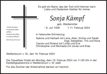 Traueranzeige von Sonja Kämpf von Neue Presse Coburg