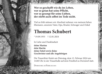 Traueranzeige von Thomas Schubert von Südthüringer Presse