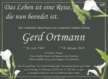Traueranzeige von Gerd Ortmann von Südthüringer Presse
