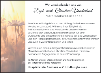 Traueranzeige von Christine Vonderlind von Südthüringer Presse