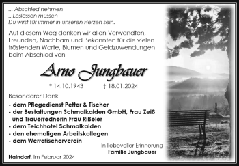 Traueranzeige von Arno Jungbauer von Südthüringer Presse