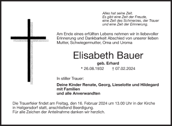 Traueranzeige von Elisabeth Bauer von Neue Presse Coburg