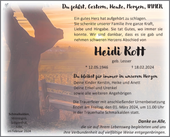 Traueranzeige von Heidi Kott von Südthüringer Presse