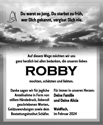 Traueranzeige von Robby Brauns von Südthüringer Presse