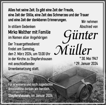 Traueranzeige von Günter Müller von Südthüringer Presse