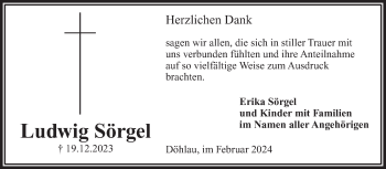 Traueranzeige von Ludwig Sörgel von Frankenpost
