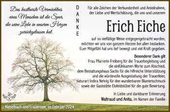 Traueranzeige von Erich Eiche von Südthüringer Presse