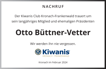 Traueranzeige von Otto Büttner-Vetter von Neue Presse Coburg