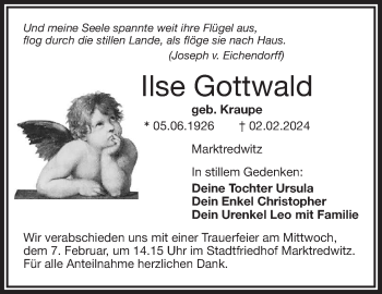 Traueranzeige von Ilse Gottwald von Frankenpost