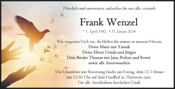 Traueranzeige von Frank Wenzel von Frankenpost