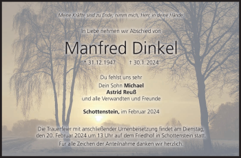 Traueranzeige von Manfred Dinkel von Neue Presse Coburg