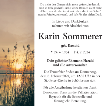 Traueranzeige von Karin Sommerer von Frankenpost