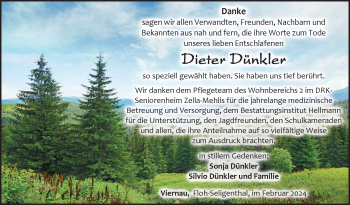 Traueranzeige von Dieter Dünkler von Südthüringer Presse