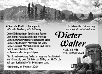 Traueranzeige von Dieter Walter von Südthüringer Presse
