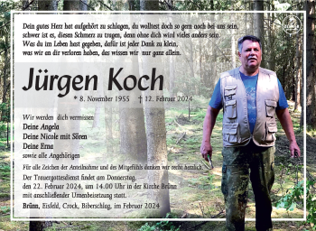 Traueranzeige von Jürgen Koch von Südthüringer Presse
