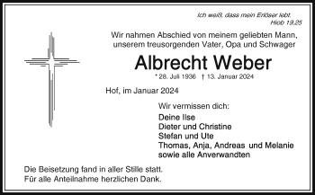 Traueranzeige von Albrecht Weber von Frankenpost