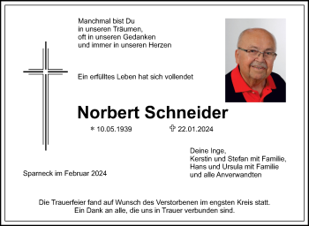 Traueranzeige von Norbert Schneider von Frankenpost