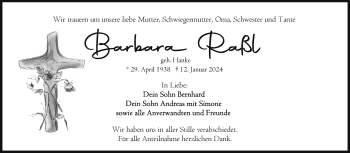 Traueranzeige von Barbara Raßl von Frankenpost