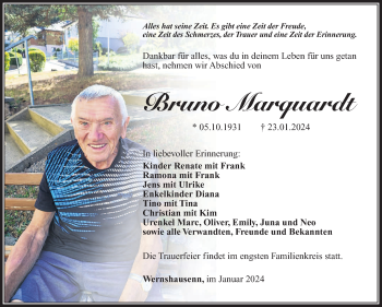 Traueranzeige von Bruno Marquardt von Südthüringer Presse