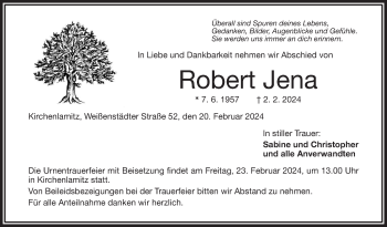 Traueranzeige von Robert Jena von Frankenpost