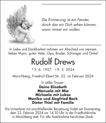 Traueranzeige von Rudolf Drews von Frankenpost