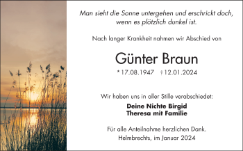 Traueranzeige von Günter Braun von Frankenpost