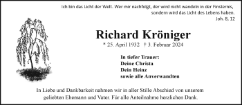 Traueranzeige von Richard Kröniger von Frankenpost