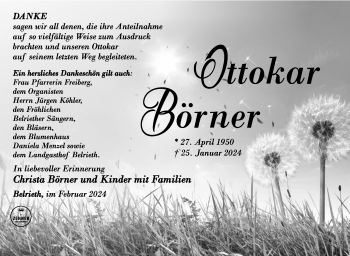 Traueranzeige von Ottokar Börner von Südthüringer Presse