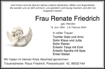 Traueranzeige von Renate Friedrich von Frankenpost