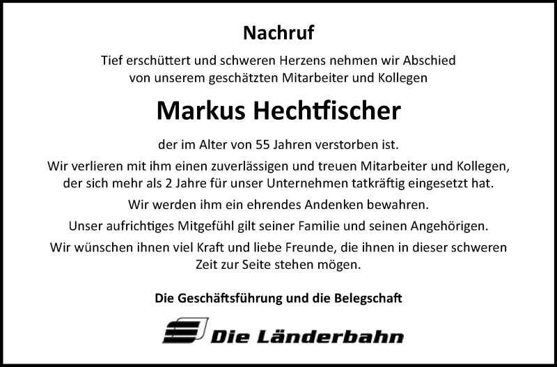  Traueranzeige für Markus Hechtfischer vom 23.02.2024 aus Frankenpost