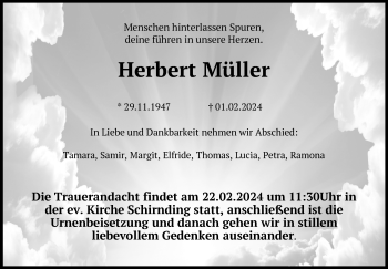 Traueranzeige von Herbert Müller von Frankenpost