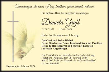 Traueranzeige von Daniela Gruß von Südthüringer Presse