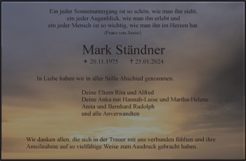 Traueranzeige von Mark Ständner von Südthüringer Presse