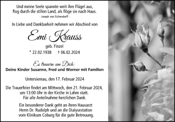 Traueranzeige von Emi Krauss von Neue Presse Coburg