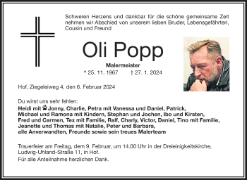 Traueranzeige von Oli Popp von Frankenpost