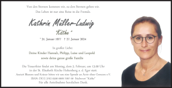 Traueranzeige von Kathrin Müller-Ludwig von Frankenpost