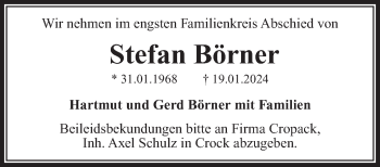 Traueranzeige von Stefan Börner von Südthüringer Presse