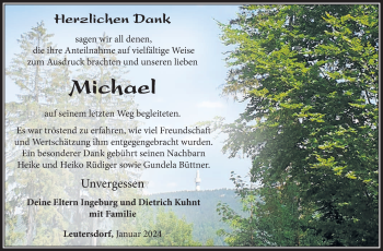 Traueranzeige von Michael Kuhnt von Südthüringer Presse