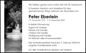 Traueranzeige von Peter Eberlein von Frankenpost